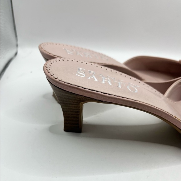 Franco Sarto Mules Pink Pointed Toe Block Heel Slip On Heels Leather Size 8 - Picture 4 of 8